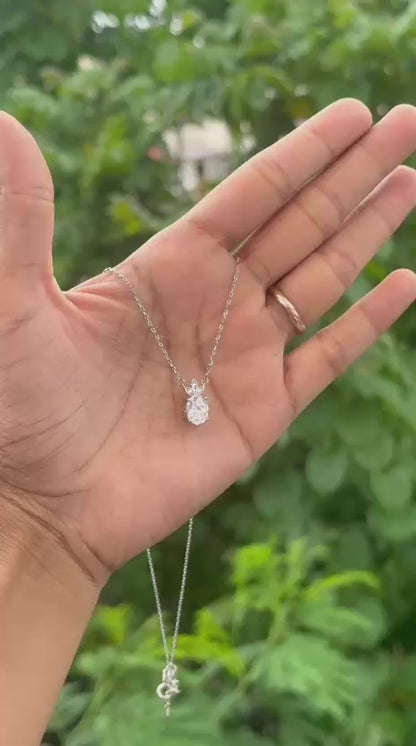 Flora Spark Silver Solitaire Necklace