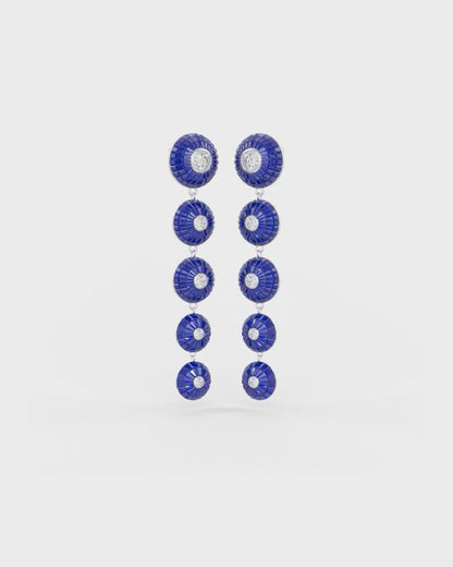 Midnight Blue Cascade Disc Dangler Earrings