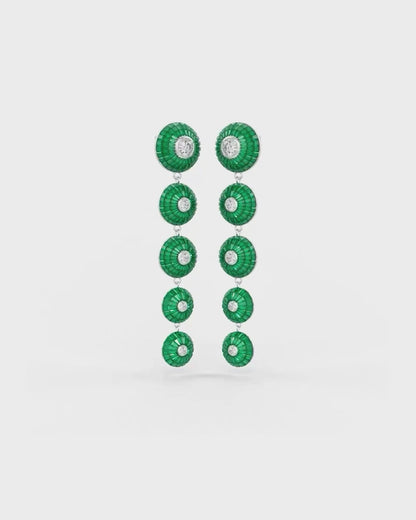 Emerald Green Cascade Disc Dangler Earrings