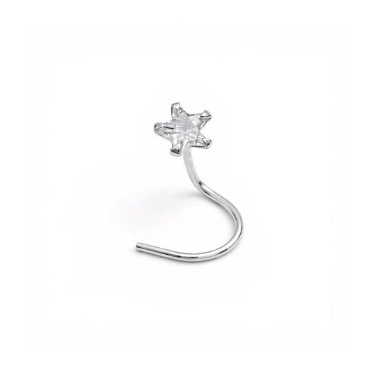 Pure Silver Star Nose Pin (925 Sterling Silver) - The Aarna Jewels