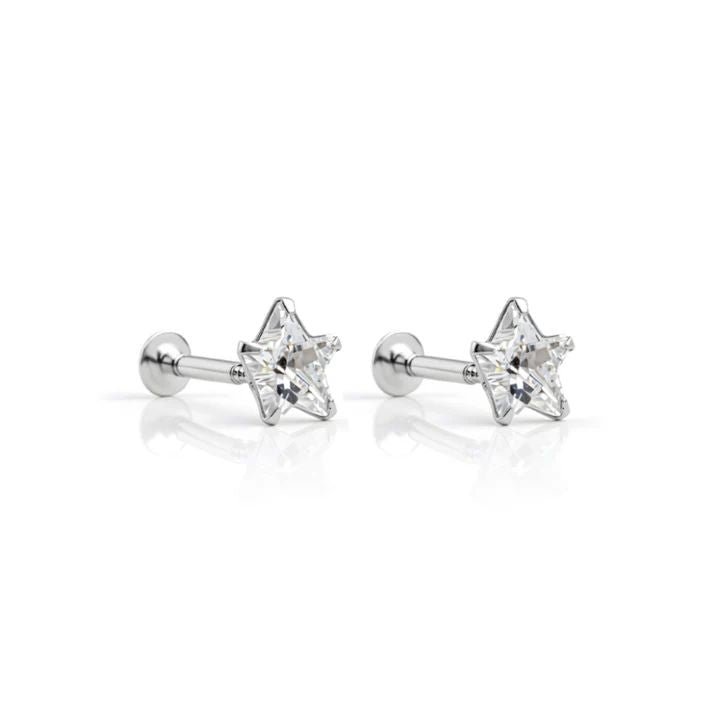 Pure Silver Star Stud Tops (925 Sterling Silver) - The Aarna Jewels