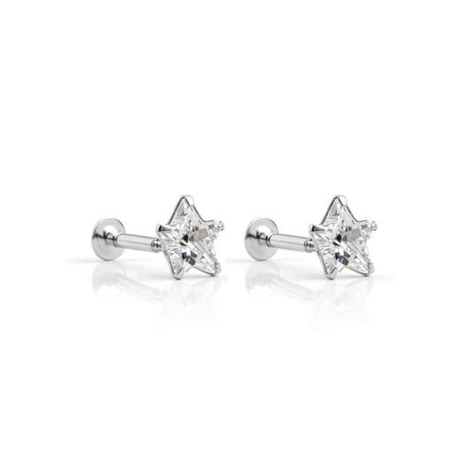 Pure Silver Star Stud Tops (925 Sterling Silver) - The Aarna Jewels