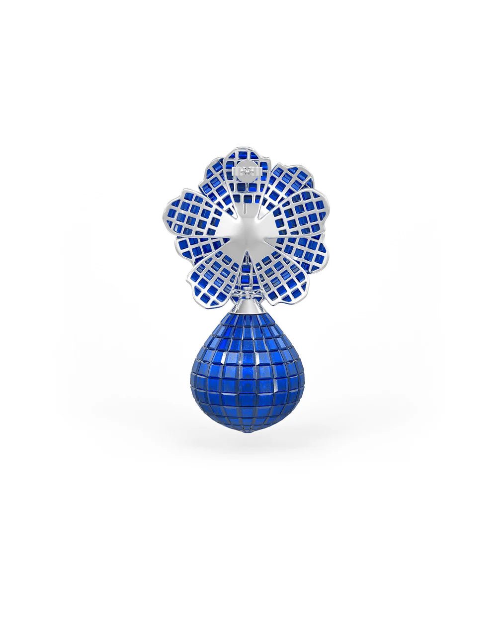 Royal Blue Mosaic Flower Drop Earrings - The Aarna Jewels