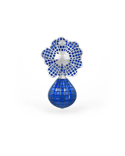 Royal Blue Mosaic Flower Drop Earrings - The Aarna Jewels