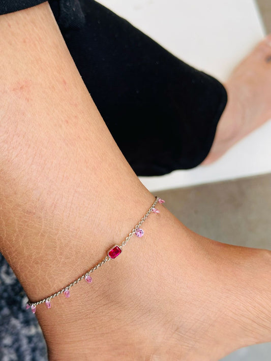 Ruby Bloom Anklet - The Aarna Jewels