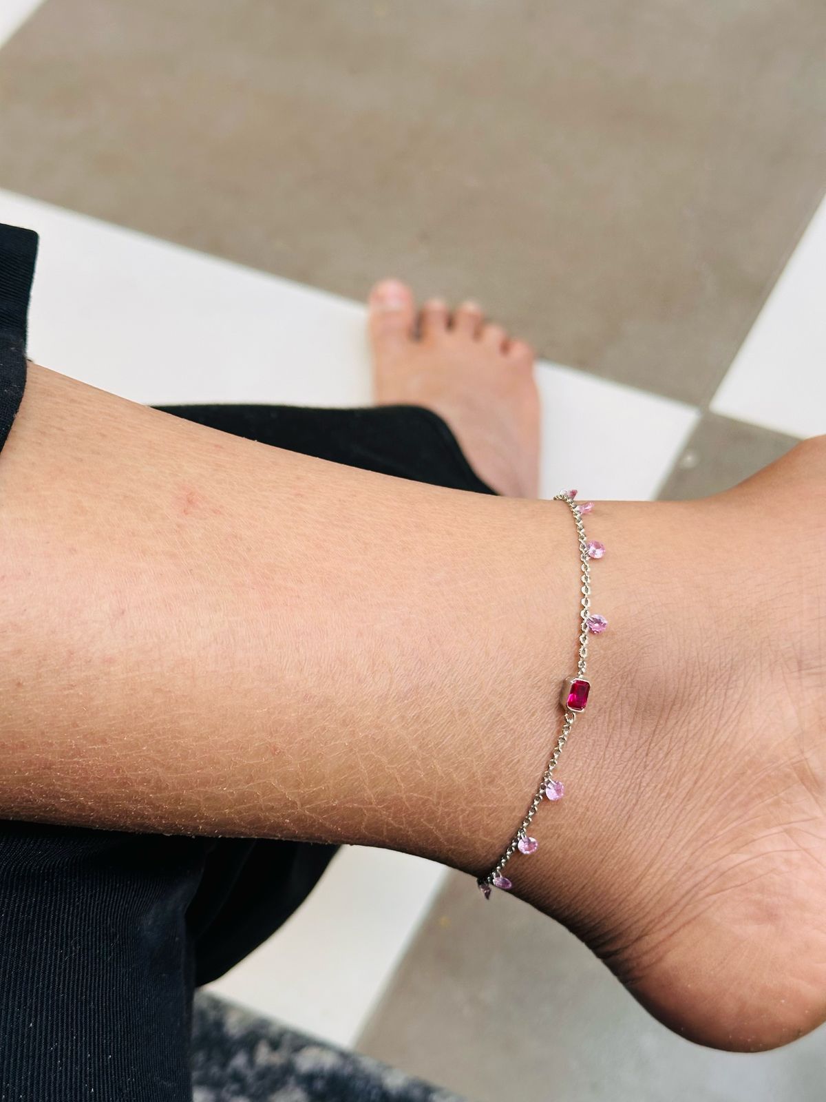 Ruby Bloom Anklet - The Aarna Jewels