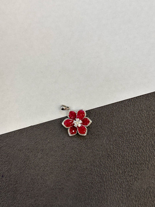 Ruby Blossom Pendant - The Aarna Jewels