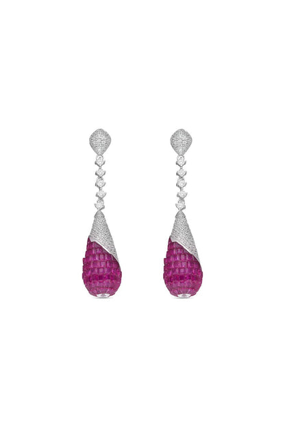Ruby Teardrop Dangler Earrings - The Aarna Jewels