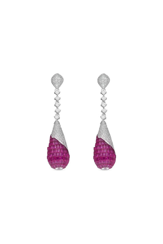Ruby Teardrop Dangler Earrings - The Aarna Jewels