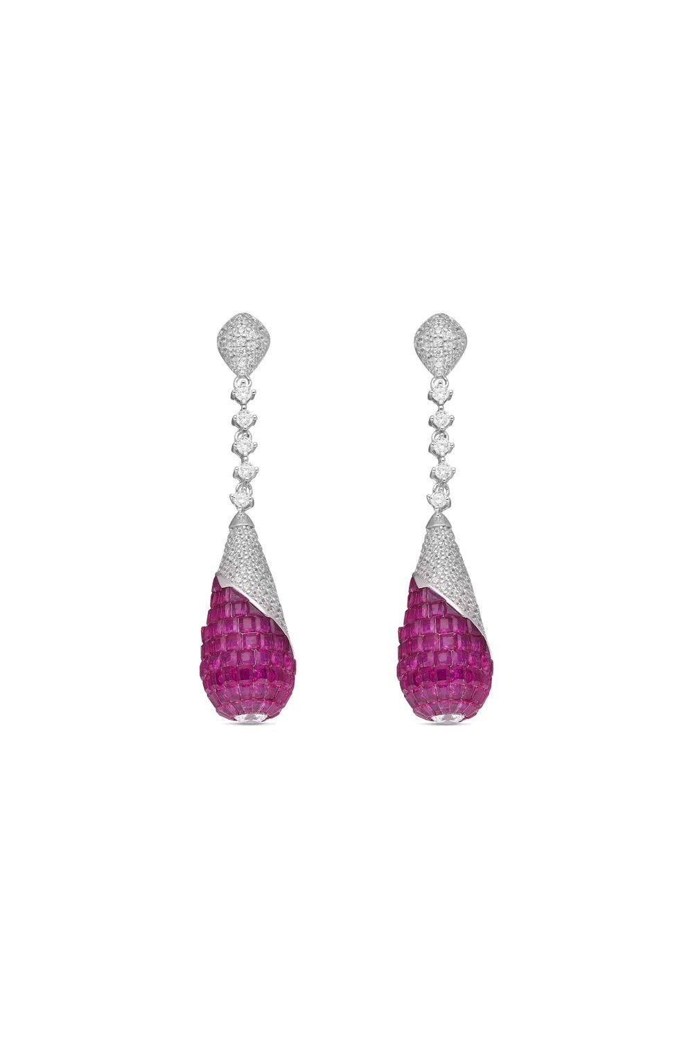 Ruby Teardrop Dangler Earrings - The Aarna Jewels