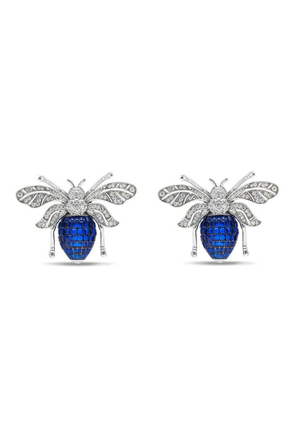 Sapphire Bee Stud Earrings - The Aarna Jewels