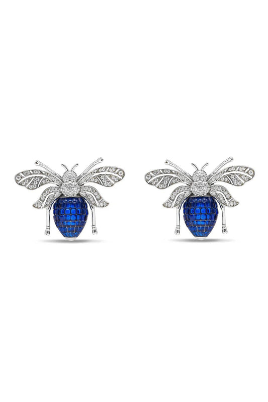 Sapphire Bee Stud Earrings - The Aarna Jewels