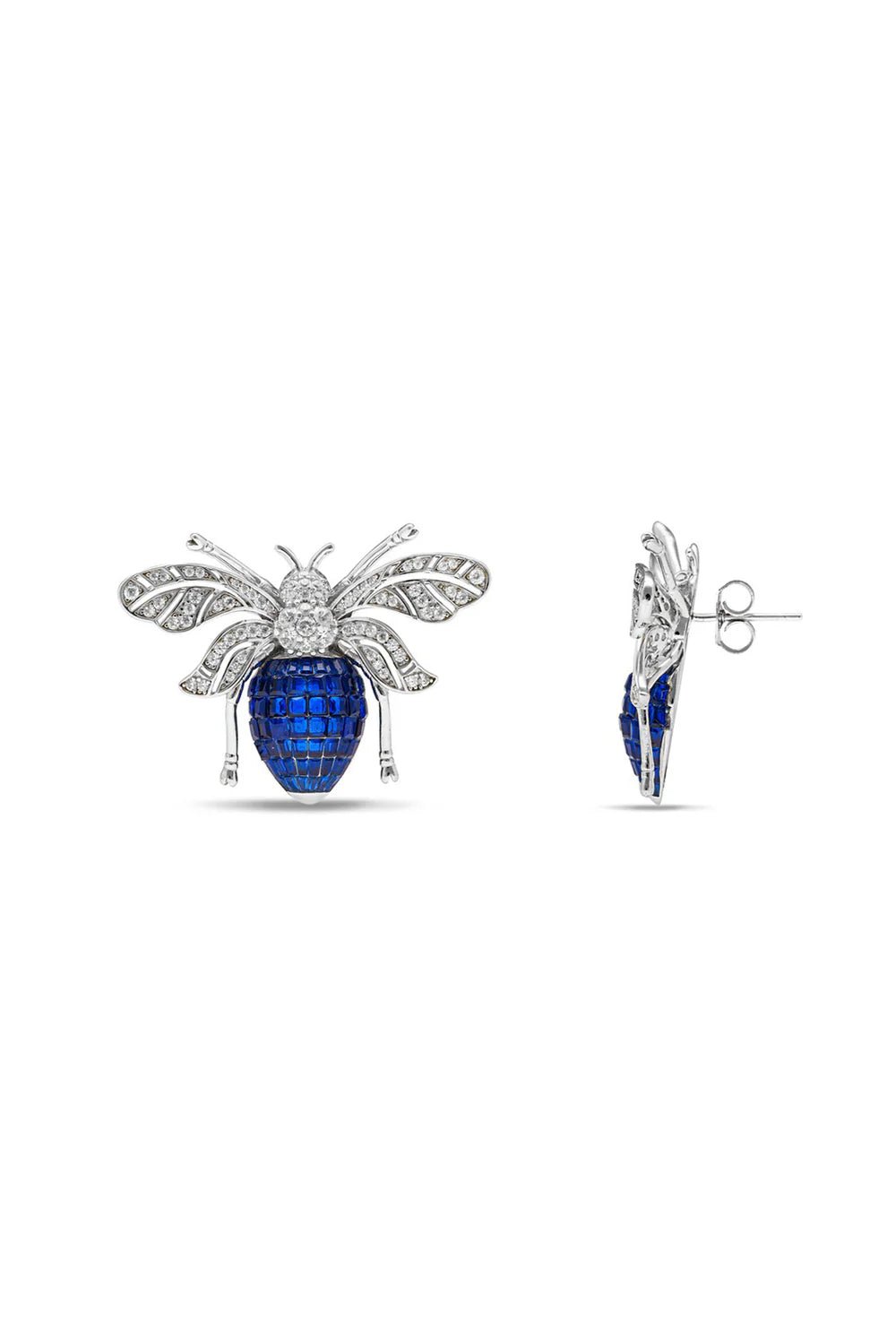 Sapphire Bee Stud Earrings - The Aarna Jewels