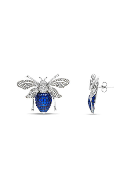Sapphire Bee Stud Earrings - The Aarna Jewels