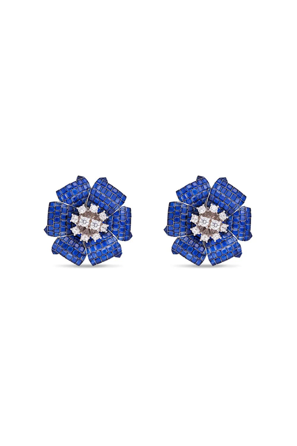 Sapphire Bloom Stud Earrings - The Aarna Jewels