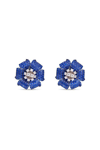 Sapphire Bloom Stud Earrings - The Aarna Jewels