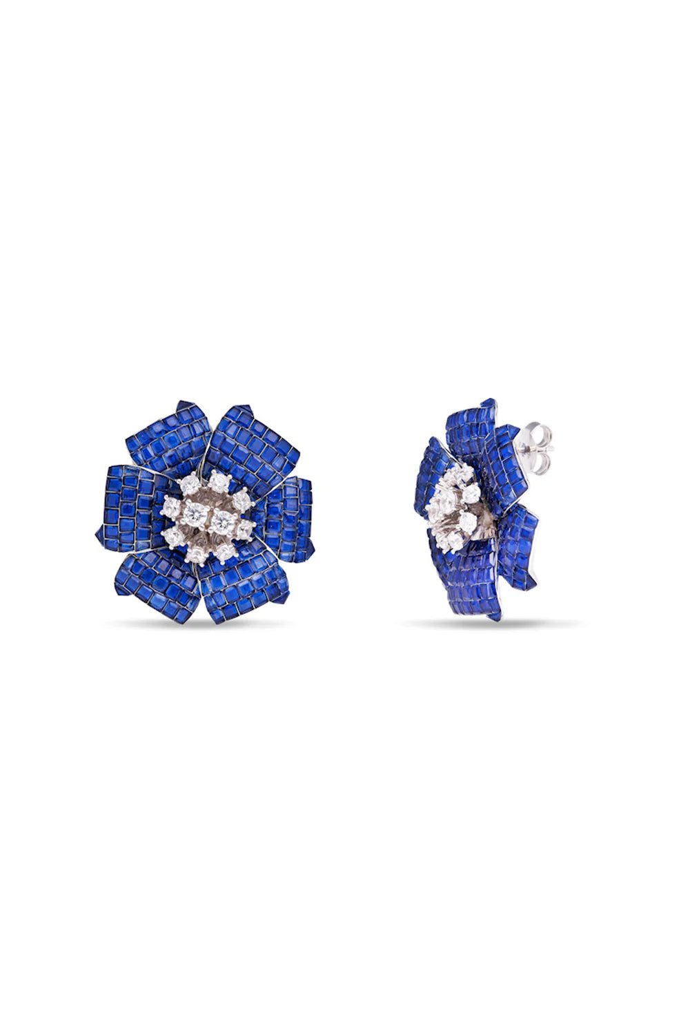 Sapphire Bloom Stud Earrings - The Aarna Jewels