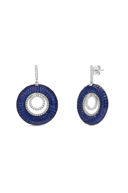 Sapphire Circle Drop Earrings - The Aarna Jewels