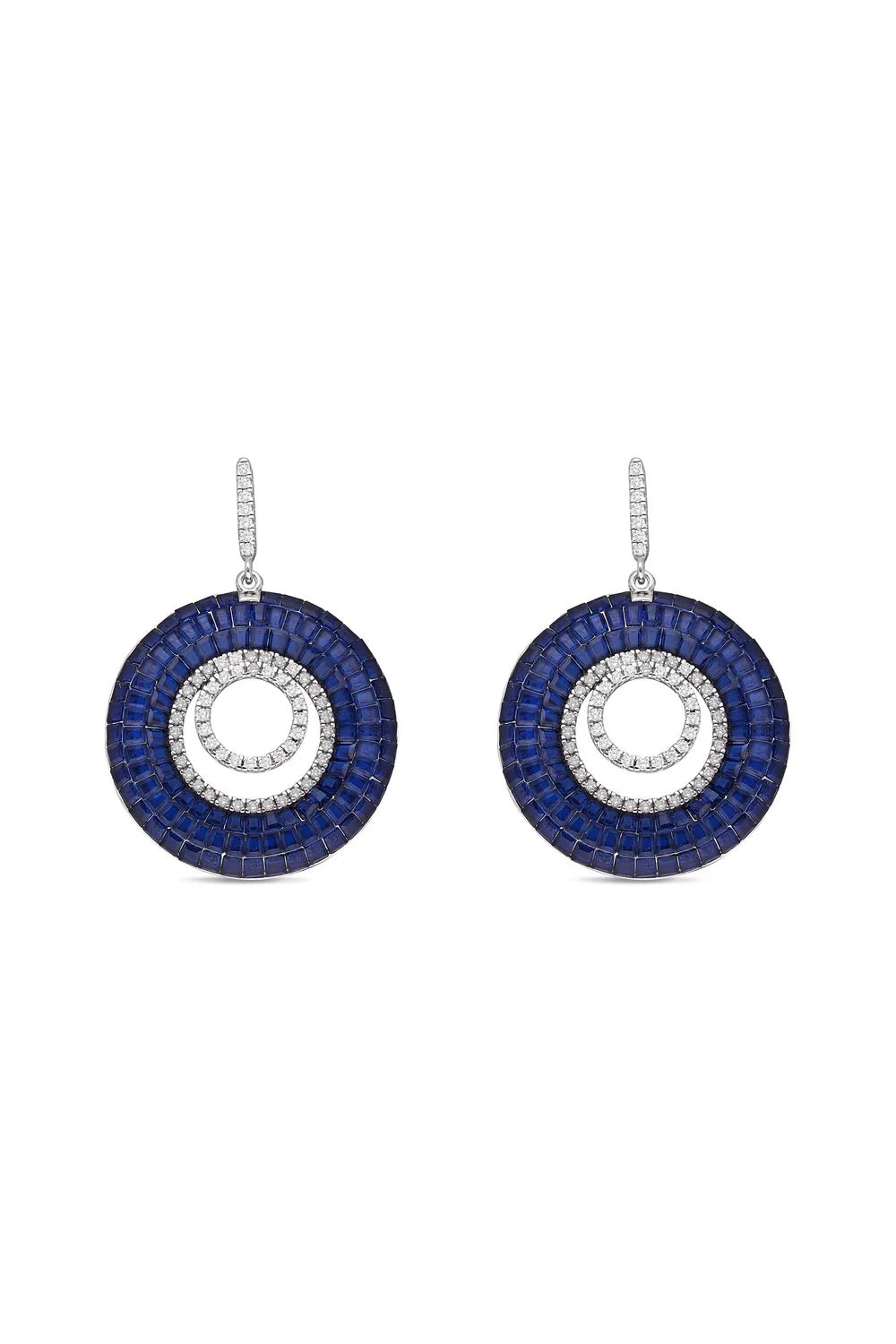 Sapphire Circle Drop Earrings - The Aarna Jewels