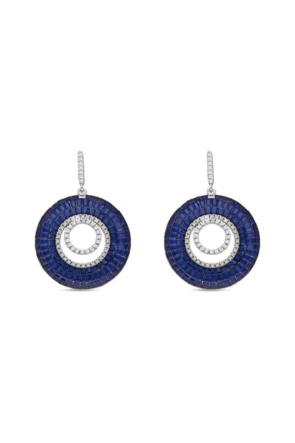 Sapphire Circle Drop Earrings - The Aarna Jewels