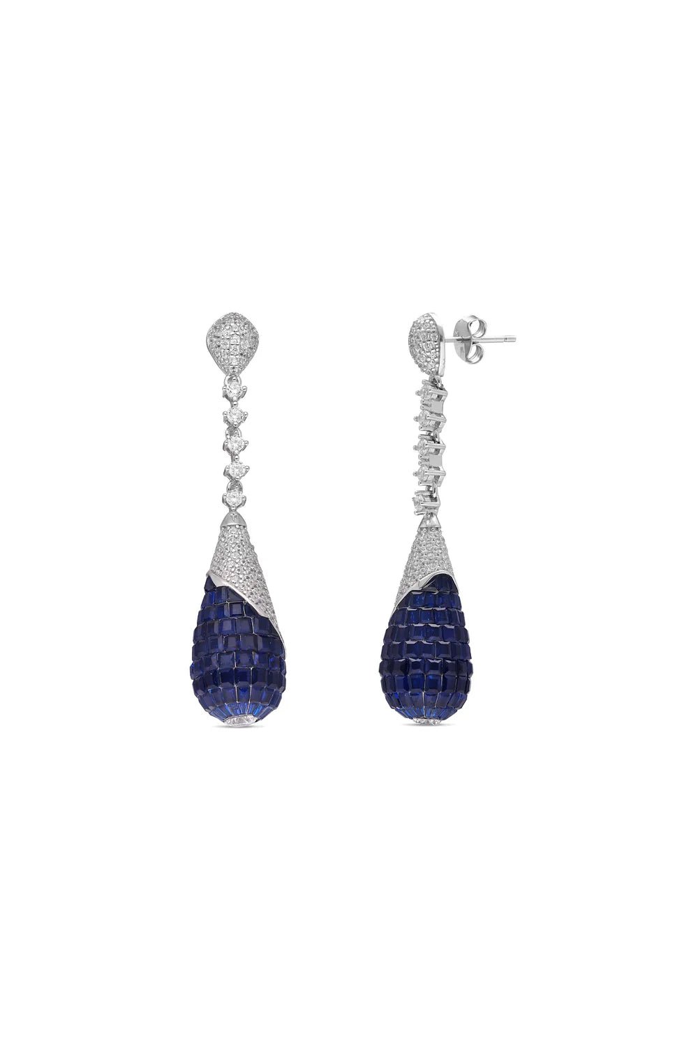 Sapphire Teardrop Dangler Earrings - The Aarna Jewels