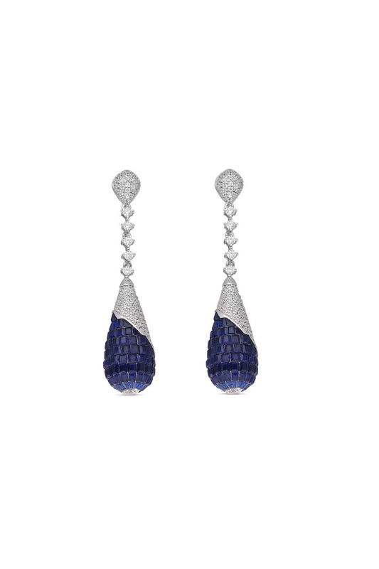 Sapphire Teardrop Dangler Earrings - The Aarna Jewels