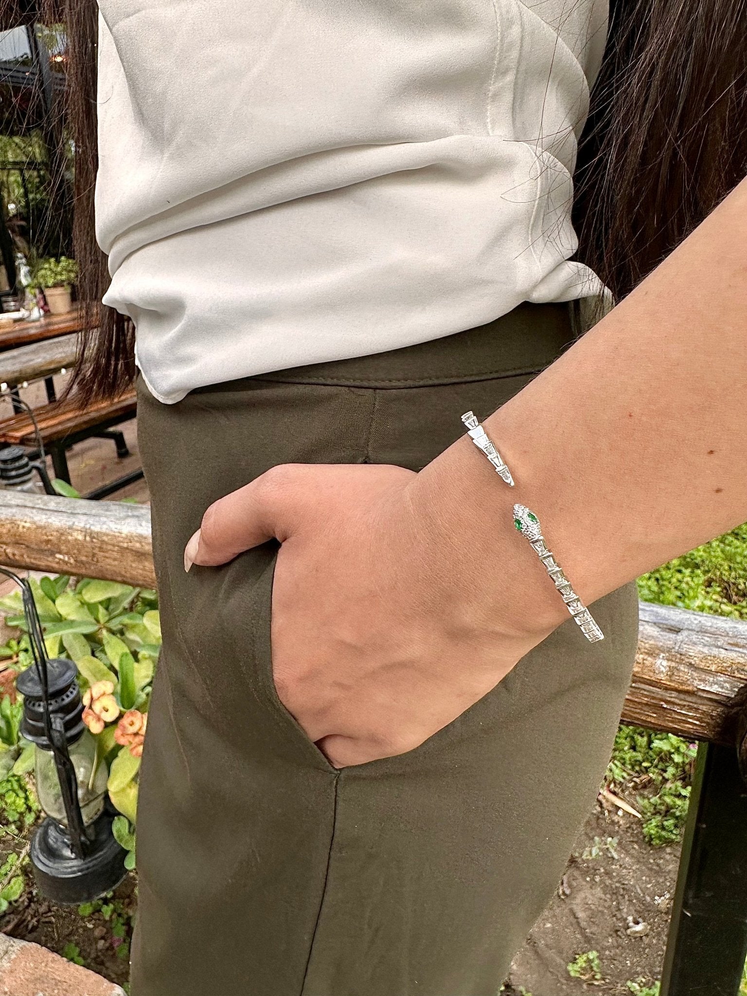 Serpentine Cuff Bracelet - The Aarna Jewels