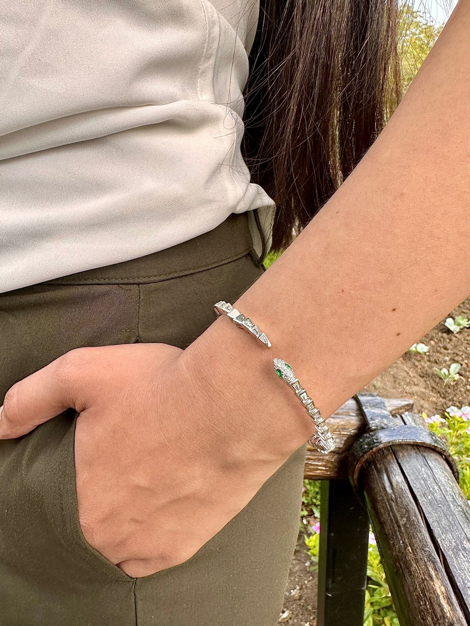 Serpentine Cuff Bracelet - The Aarna Jewels