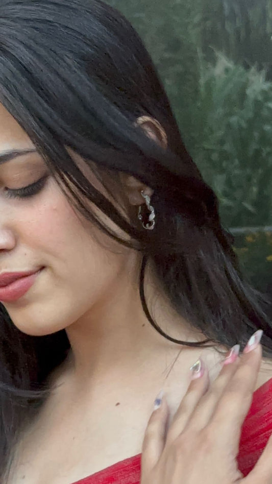 Silver Wavy Textured Hoop Earrings - The Aarna Jewels