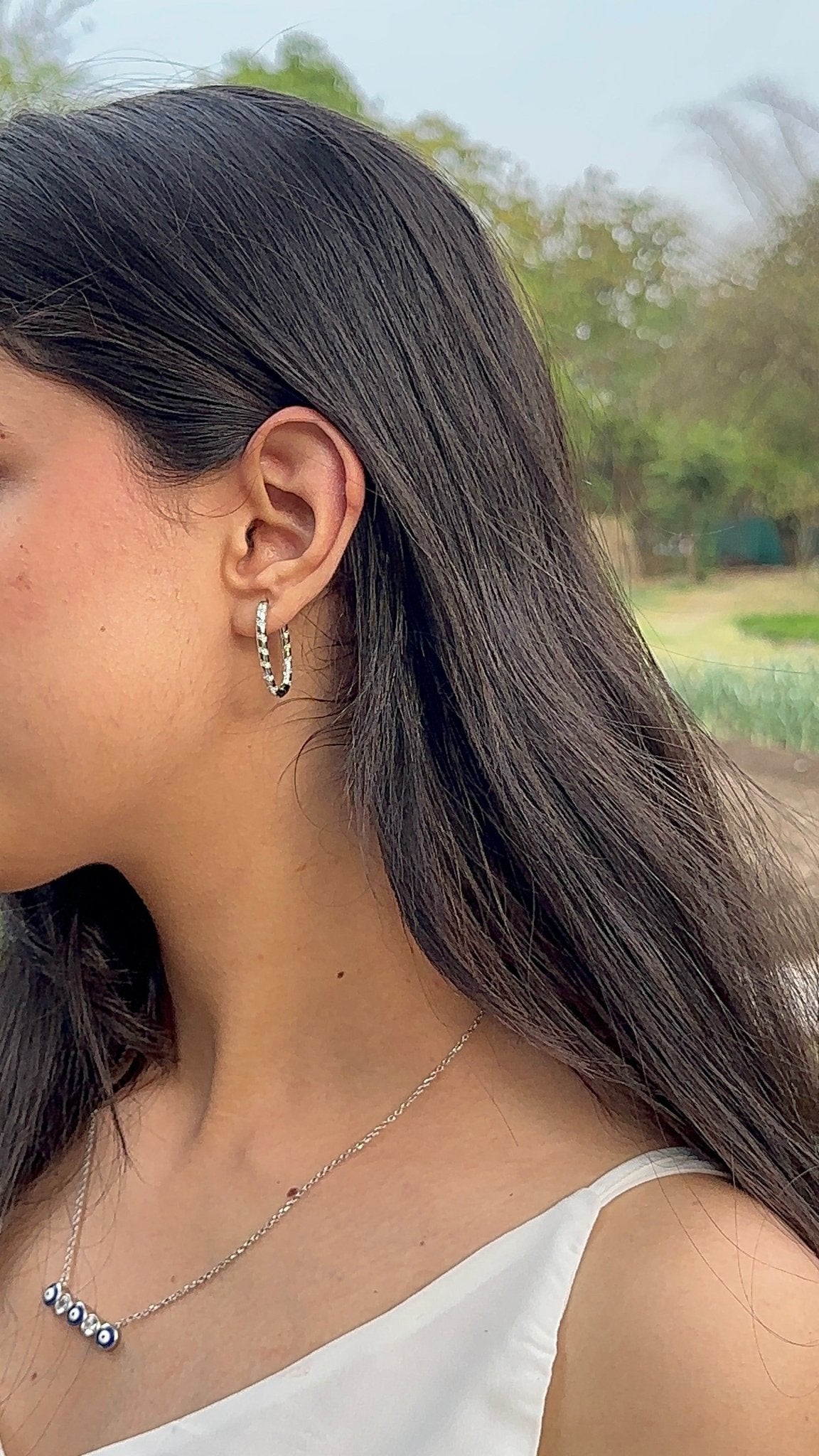 Starlight Baguette Hoops - The Aarna Jewels