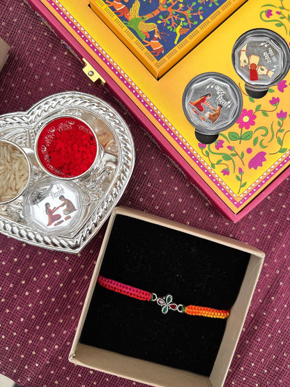 Trio of Blessings | Silver Rakhi Set - The Aarna Jewels