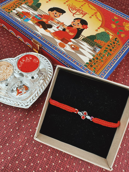 Trio of Blessings | Silver Rakhi Set - The Aarna Jewels