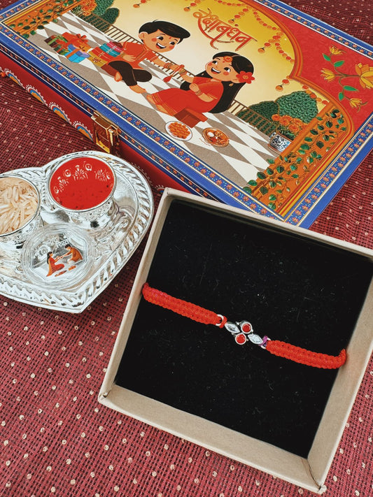 Trio of Blessings | Silver Rakhi Set - The Aarna Jewels