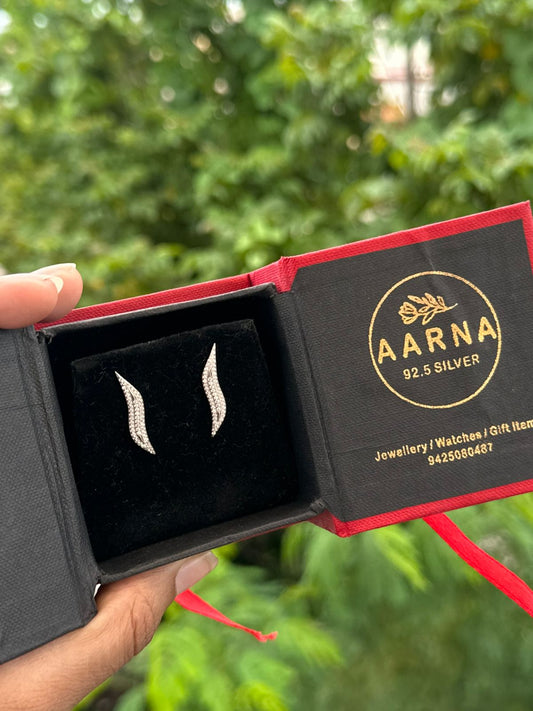 Twilight Curve Silver Earrings - The Aarna Jewels