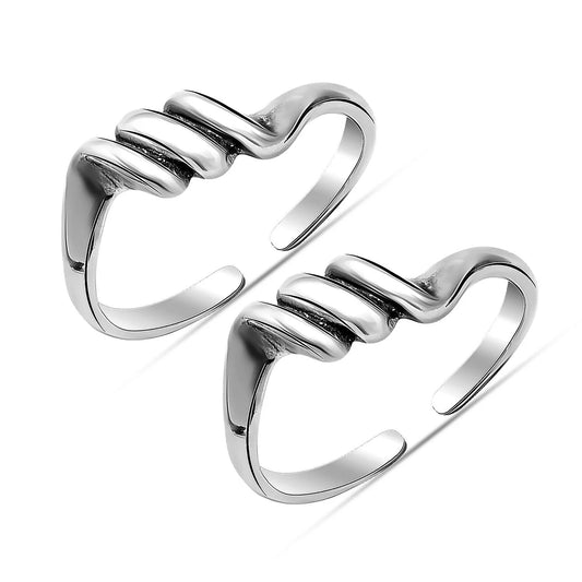Twisted Harmony Silver Toe Rings - The Aarna Jewels