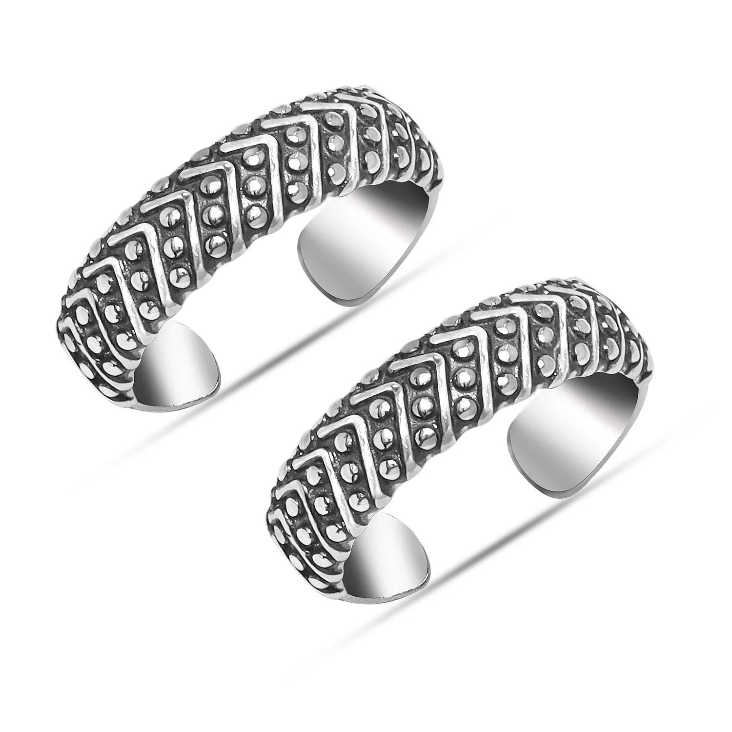 Vintage Chevron Toe Rings - The Aarna Jewels
