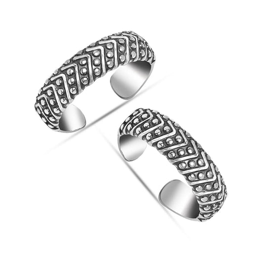 Vintage Chevron Toe Rings - The Aarna Jewels